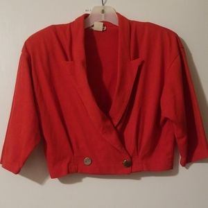 Vintage 80s red half top with shoulder pads